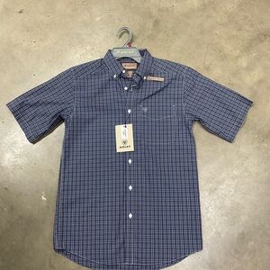 Ariat Blue Plaid Short-Sleeve Button-Down Shirt